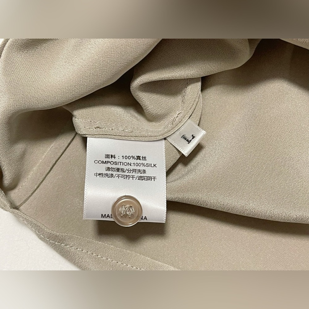 Womens Taupe Tie-Neck Blouse - Picture 11 of 12